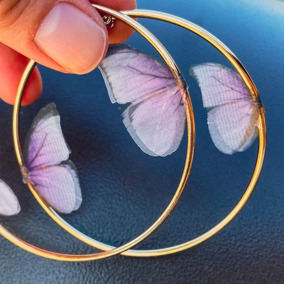 🆕 🦋Butterfly Hoop Earrings - Picture 1 of 15